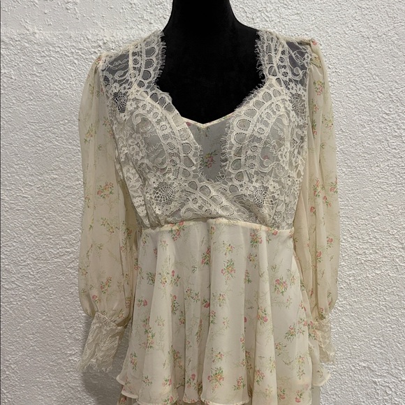 ASOS Mini Dress US 10 Coquette Cottagecore Dress Lace Floral Wrap Dress - Picture 6 of 11